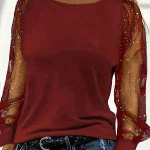 Amalia | Elegante Top met Glitter Mouwen