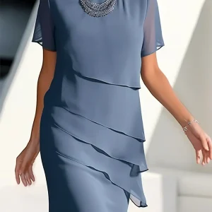 Quinnie | Elegante Gelaagde Chiffon Jurk Dames