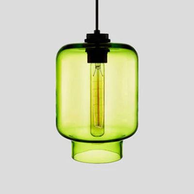 Cilindrische Hanglamp Glas Roze/Geel/Blauw Plafondlamp - Afbeelding 6