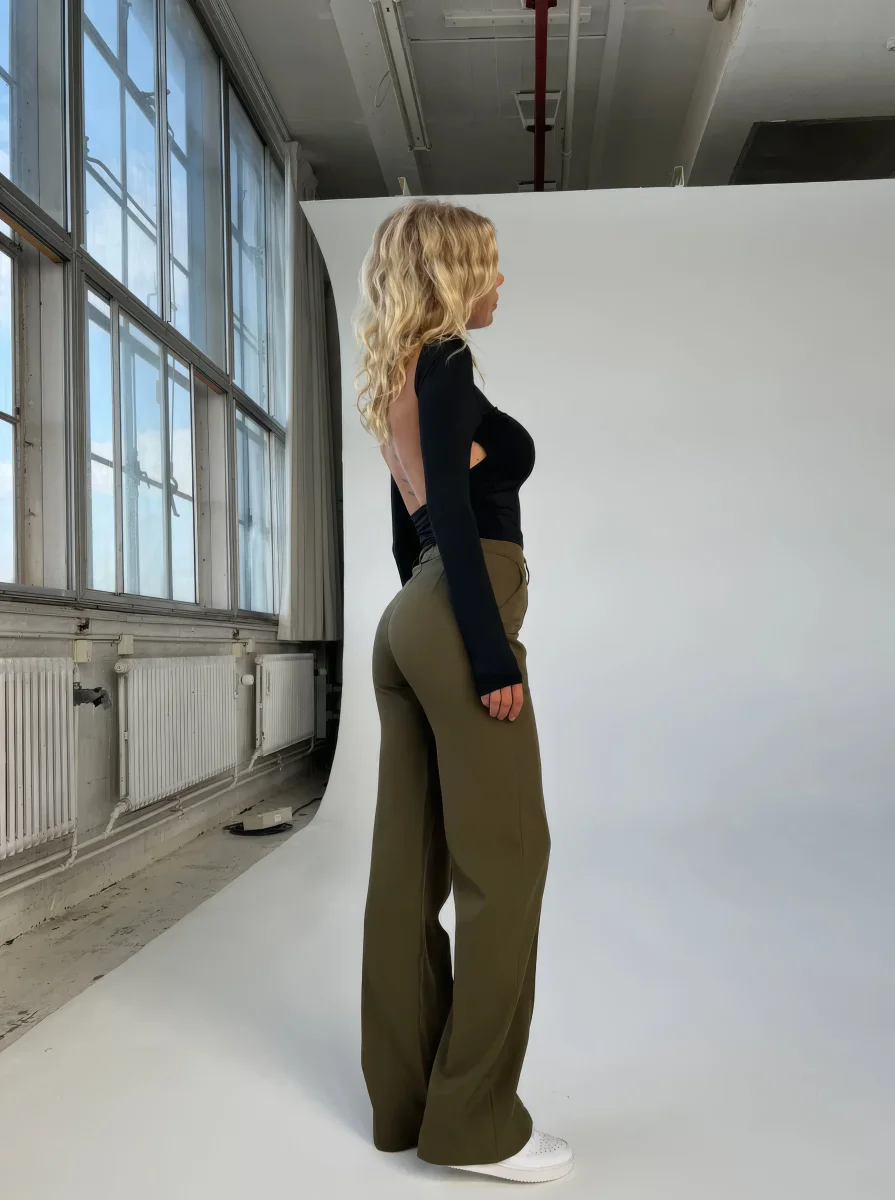 Stijlvolle Dames Pantalon met Hoge Taille en Wijde Pijpen - Afbeelding 4