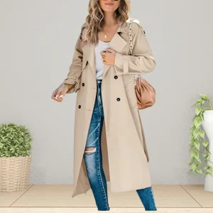 Dames Trenchcoat Tussenjas Dubbelknoopsluiting Kraag - Winterjas Dames