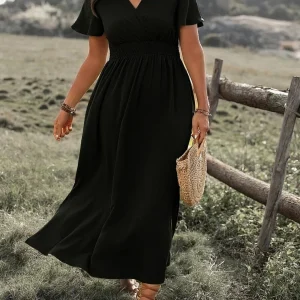 Quartney | Elegante Dames V-hals Maxi Jurk