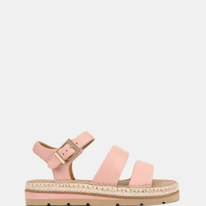 Zomerse Dames Roze Sandalen met Brede Bandjes en Espadrille Zool