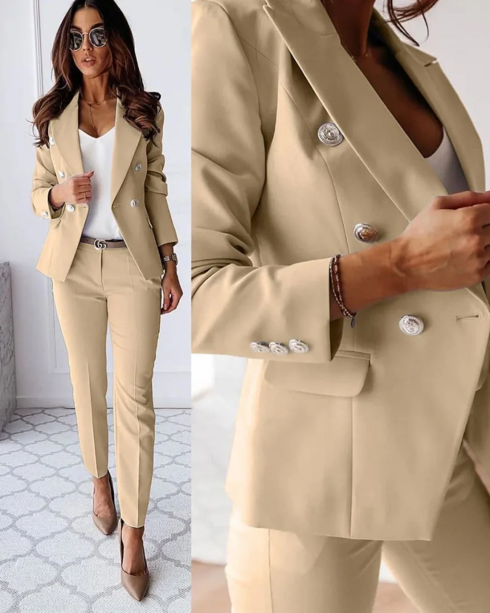Elegante dames set met chique knopen blazer - Afbeelding 4