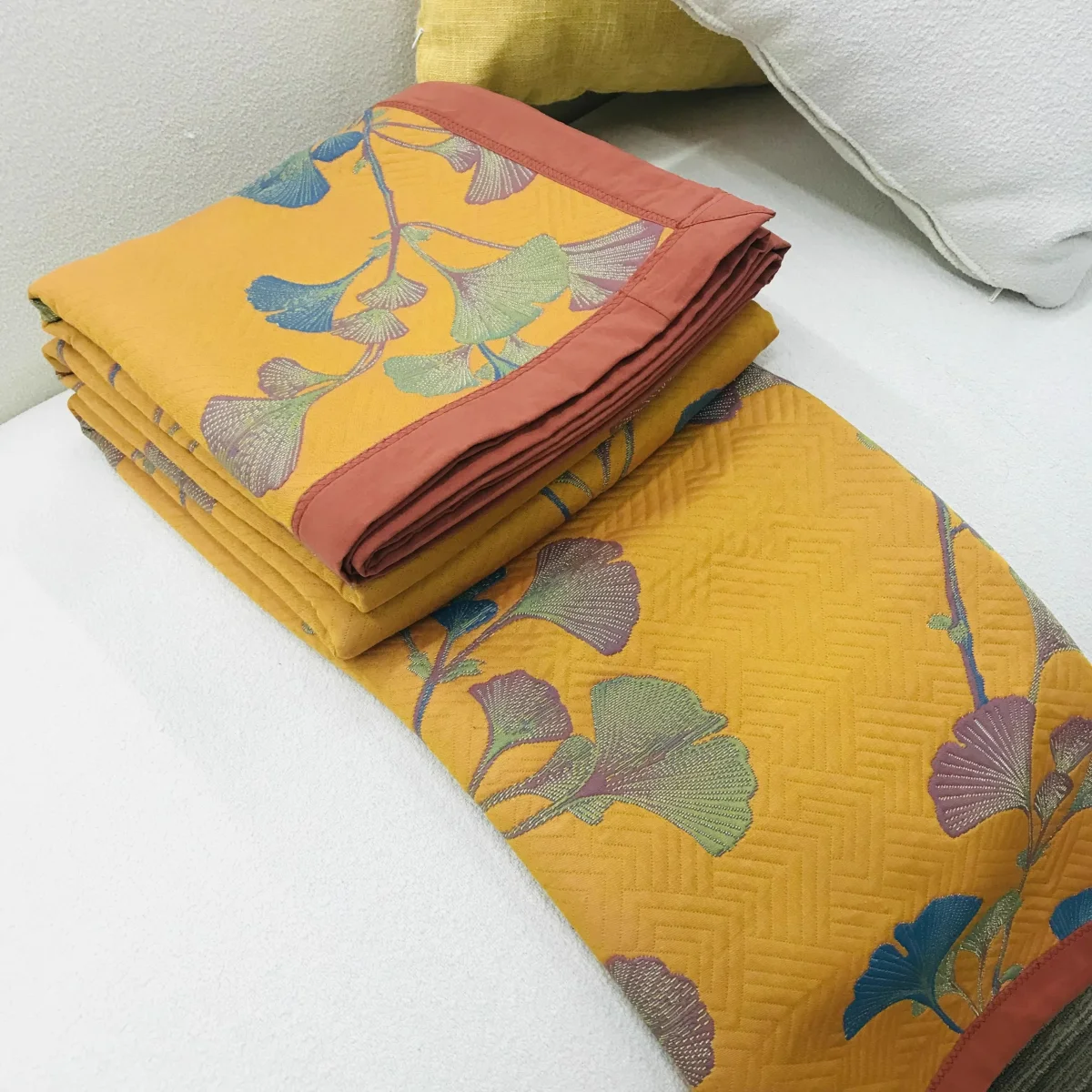 Ginkgo Blad Jacquard Katoenen Omkeerbare Dekbed - Afbeelding 9