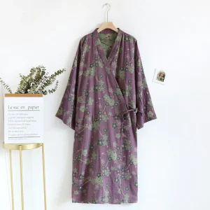 Jacquard Prunus Blossom Pure Katoenen Badjas