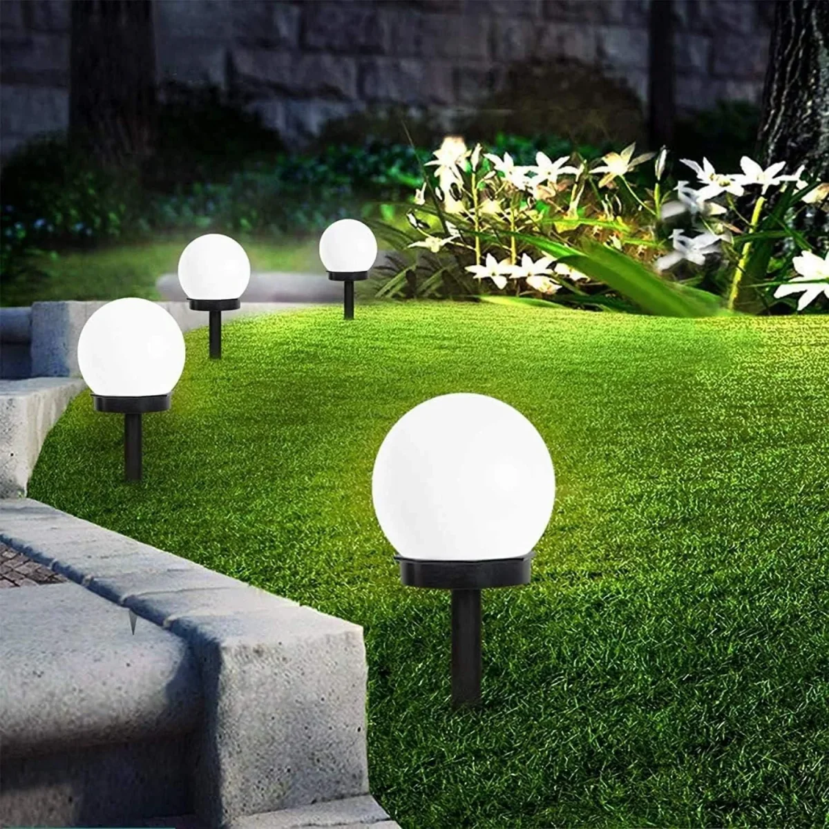 Waterdichte Solar Tuinverlichting LED - Set van 3 Energiezuinige Tuinlampen met Elegant Ontwerp voor Buiten - Afbeelding 5