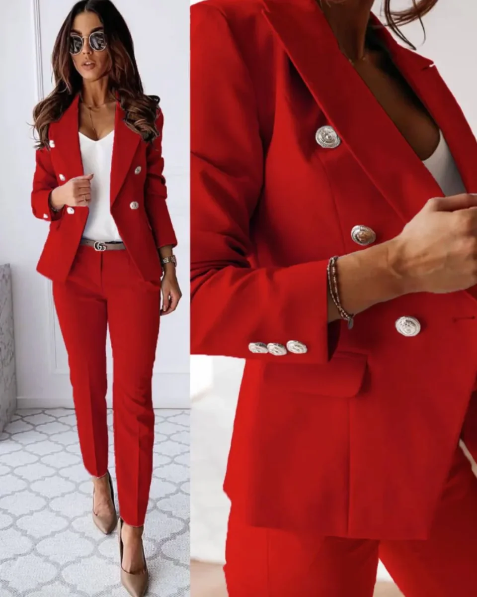 Elegante dames set met chique knopen blazer - Afbeelding 5