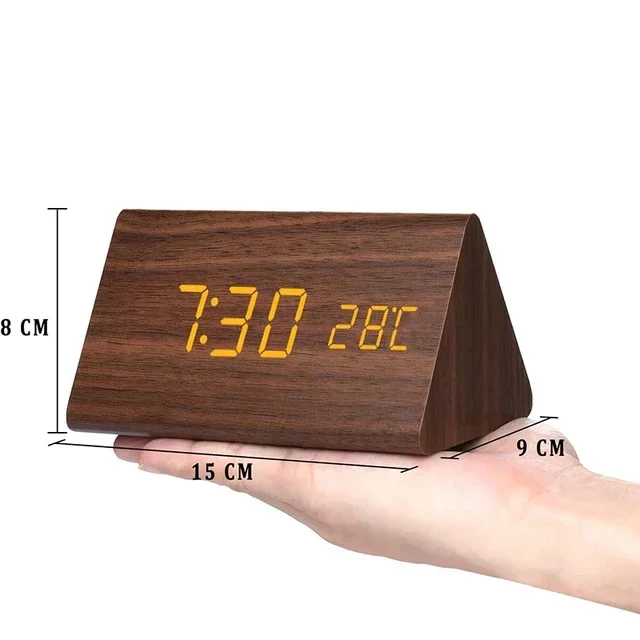 Futura - Digitale houten wekker met thermometer inbegrepen - Afbeelding 4