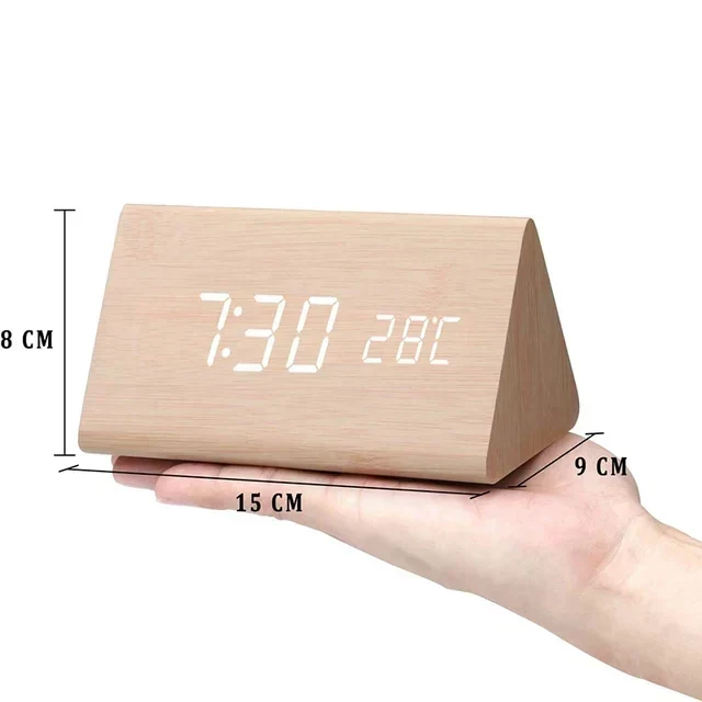 Futura - Digitale houten wekker met thermometer inbegrepen - Afbeelding 9