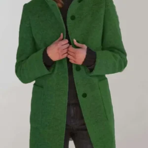 Wollen Jas Elegante Met Hoge Hals Voor Dames Lange Pasvorm - Winterjas Dames