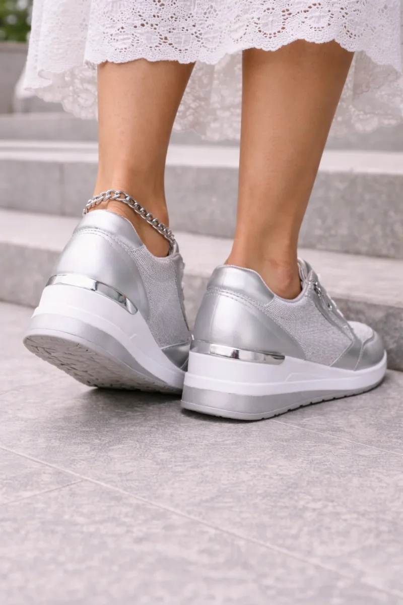 Comfortabele Dames Sneakers Met Rits En Verhoogde Zool - Afbeelding 5