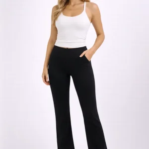 Stijlvolle Zwarte Dames Flared Legging met Hoge Taille