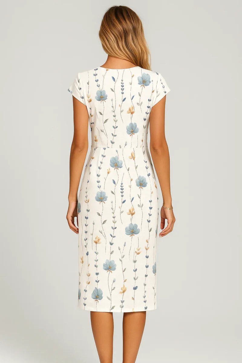 Abella | Elegante Midi-Jurk met Bloemenprint - Afbeelding 4