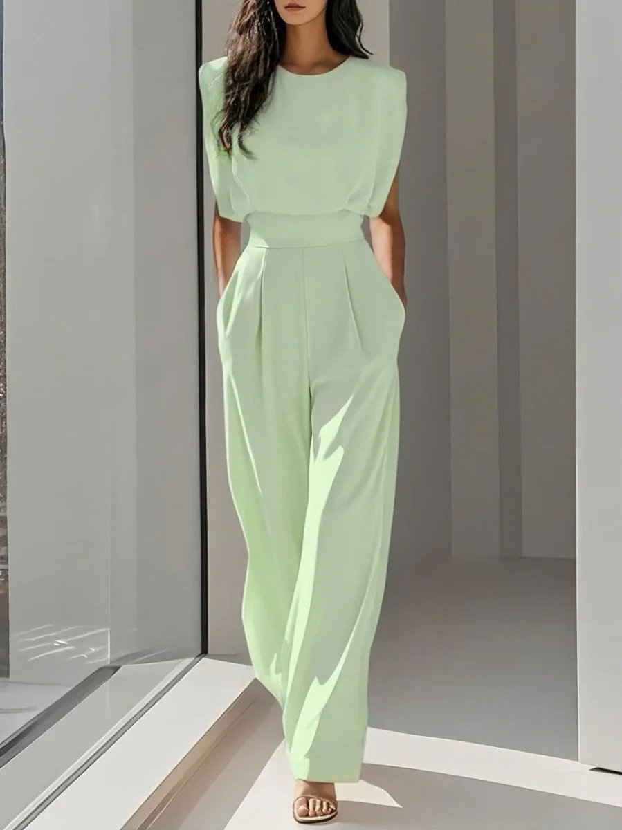 Elegante Mouwloze Jumpsuit Met Wijde Pijpen - Afbeelding 6