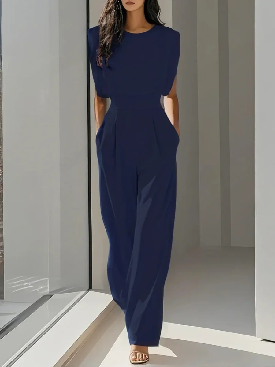 Elegante Mouwloze Jumpsuit Met Wijde Pijpen - Afbeelding 5