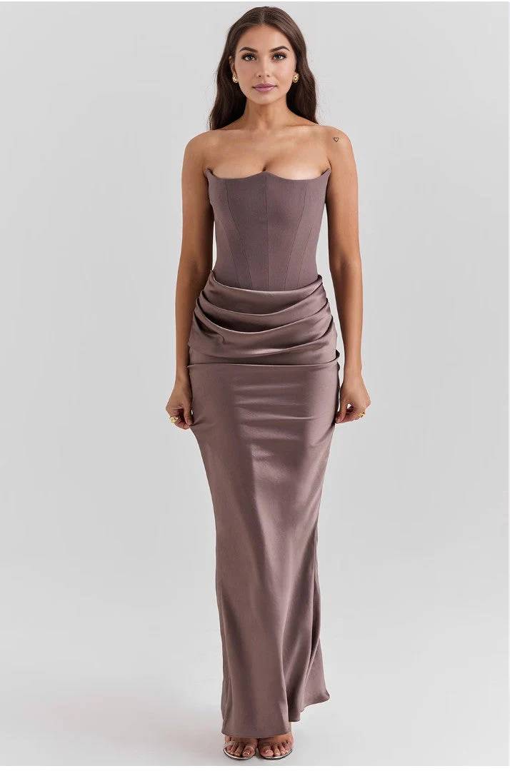 Abriana | Luxe Strapless Satijnen Galajurk - Afbeelding 8