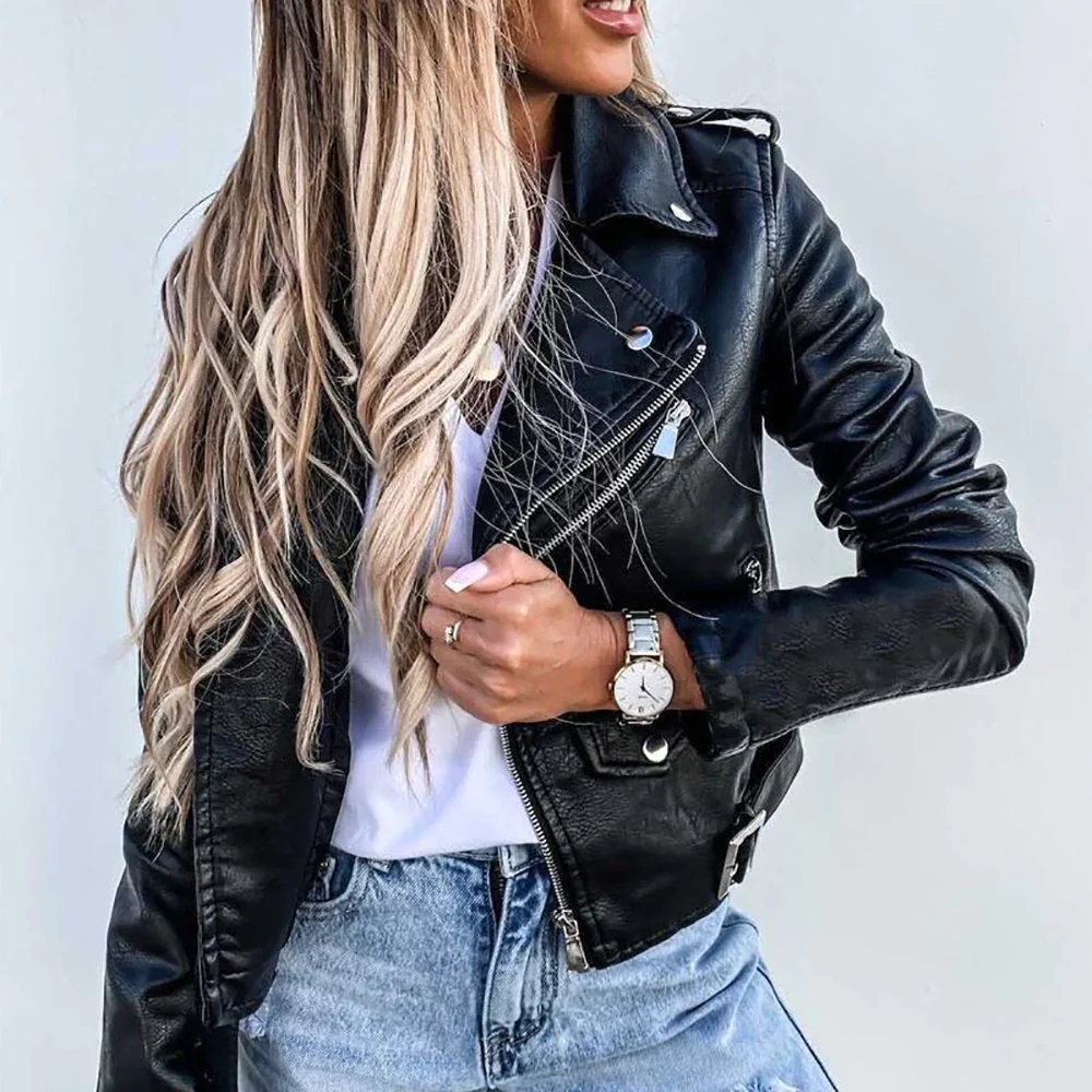 Quinnlee | Stijlvolle Leren Bikerjack - Afbeelding 3