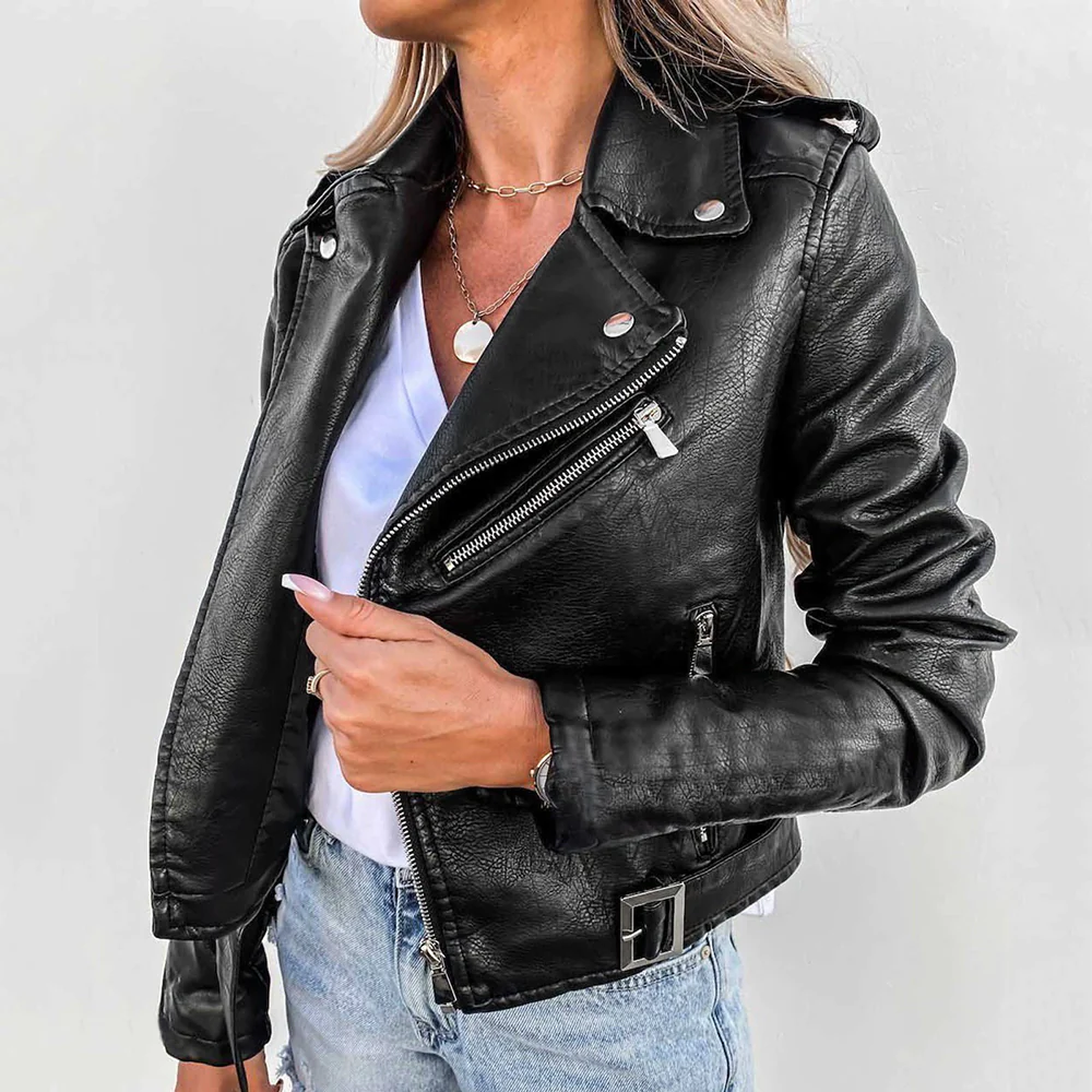 Quinnlee | Stijlvolle Leren Bikerjack - Afbeelding 4