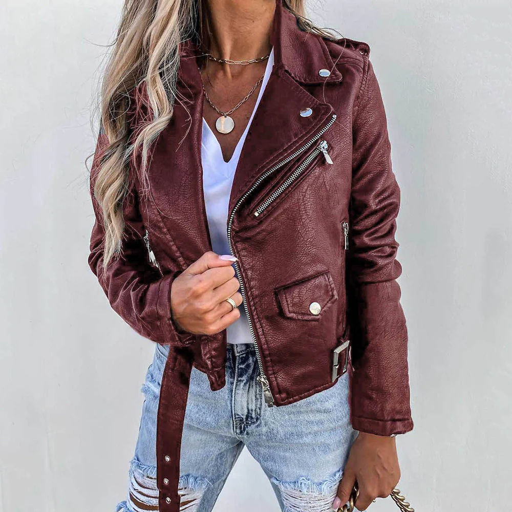 Quinnlee | Stijlvolle Leren Bikerjack - Afbeelding 7