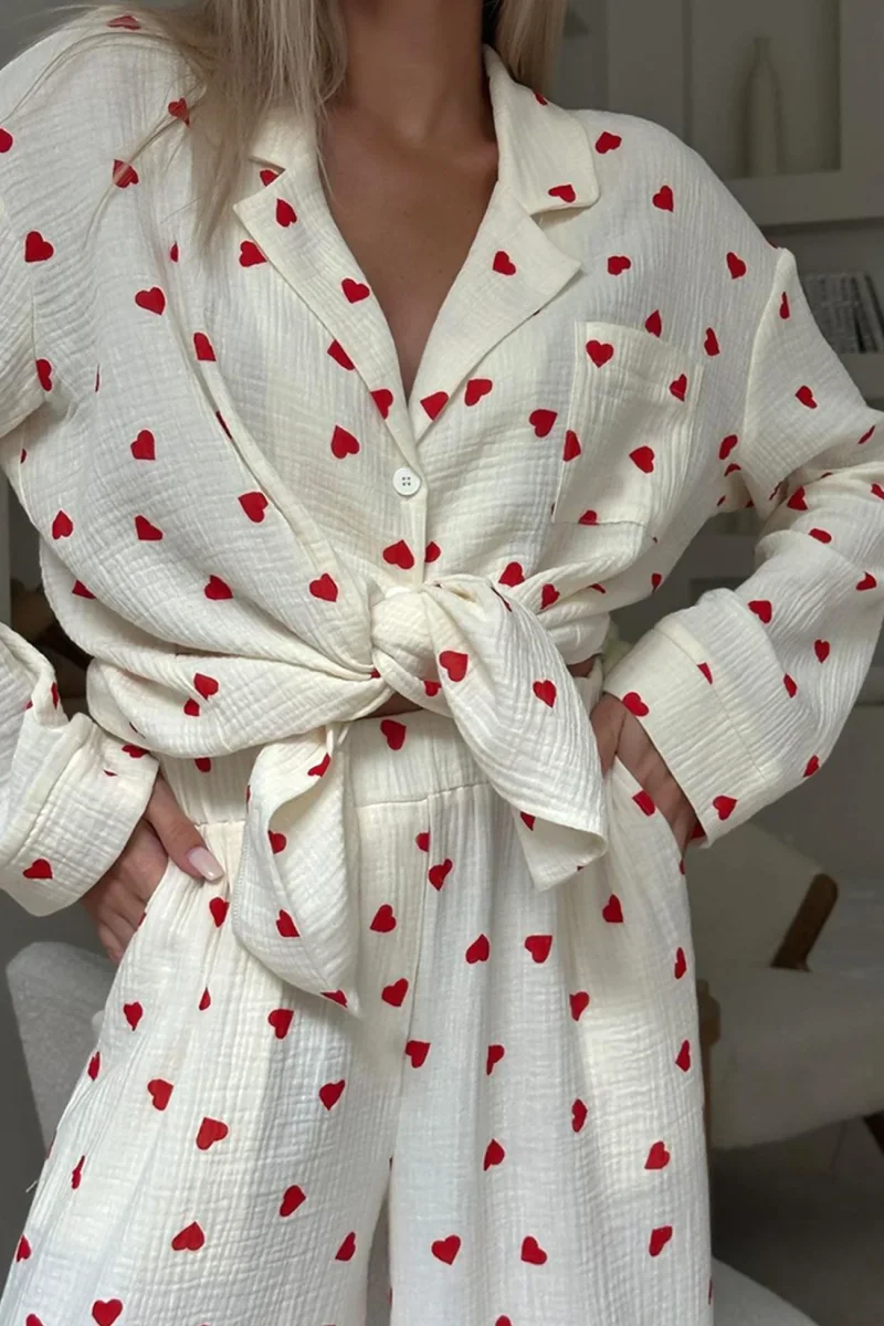 BellaNotte Pyjama met hartjesprint voor Dromerige Nachten - Afbeelding 4