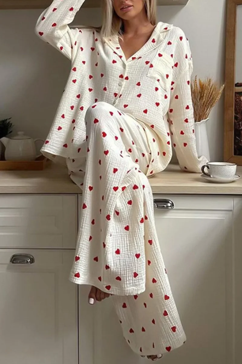 BellaNotte Pyjama met hartjesprint voor Dromerige Nachten - Afbeelding 6