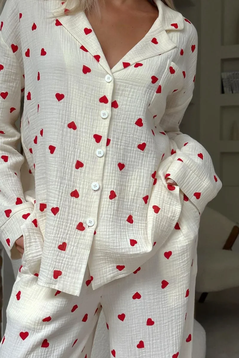 BellaNotte Pyjama met hartjesprint voor Dromerige Nachten - Afbeelding 7