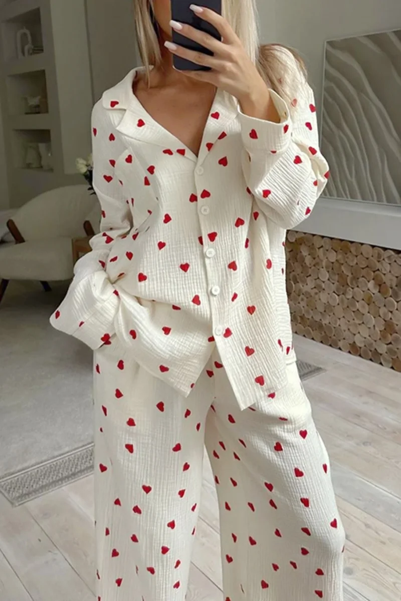 BellaNotte Pyjama met hartjesprint voor Dromerige Nachten - Afbeelding 8