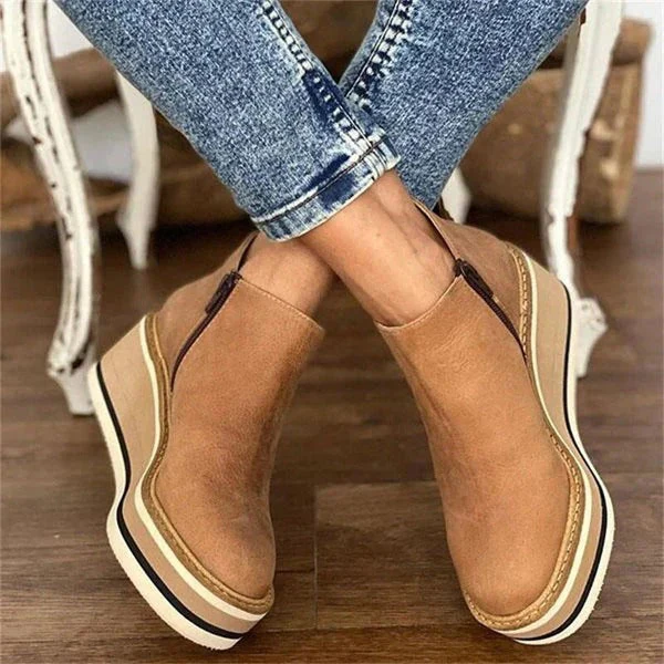 Trendy Comfortabele Dames Enkellaarzen met Plateauzool - Afbeelding 2