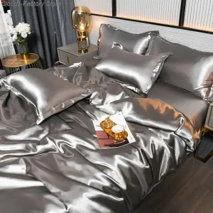 Luxe Effen Satijnen Dekbedovertrek Voor Ultieme Comfort