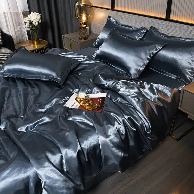 Luxe Effen Satijnen Dekbedovertrek Voor Ultieme Comfort - Afbeelding 3