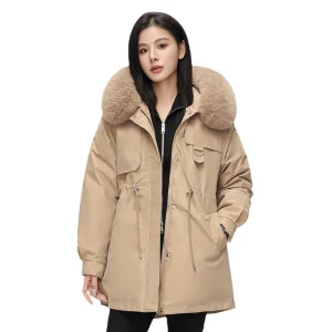 Parka Winterjas Dames Oversized Pasvorm Weerbestendig Met Nepbont