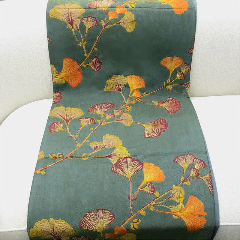 Omkeerbare Quilt Met Ginkgobladeren Jacquardkatoen - Afbeelding 7