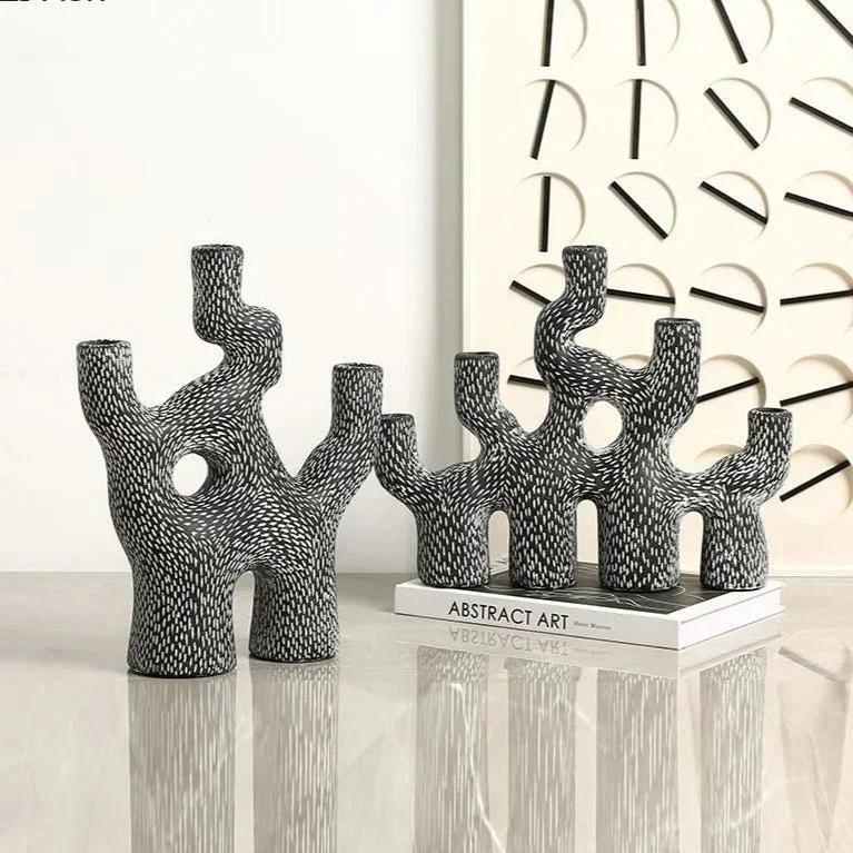 Koraal Kandelaarhouder van Duurzaam Cement met Abstract Ontwerp - Afbeelding 4