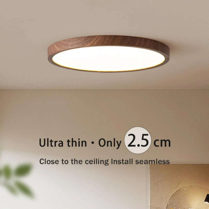 Ultradun Circulair Plafondlicht met Verstelbare LED Verlichting – Warm Walnootkleur, Modern Design voor Woonkamer en Slaapkamer - Afbeelding 7
