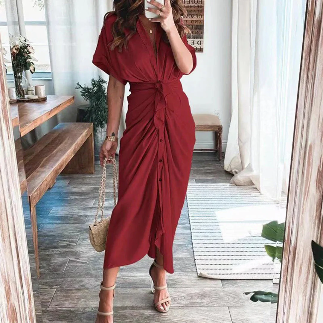 Julietta | Knoop Jurk met Taille Detail voor Dames - Afbeelding 8