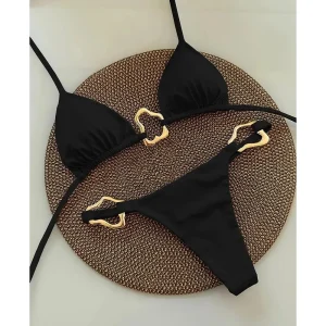 Dames Bikini Set Nylon Met Split En Veters