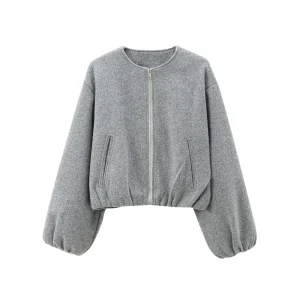 Fioréne | Dames Grijze Bomberjas – Losse Fit & Comfortabel