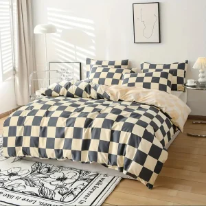 Beddingstar - Modern Geruite Dekbedovertrekset – 3-delig Beddengoed