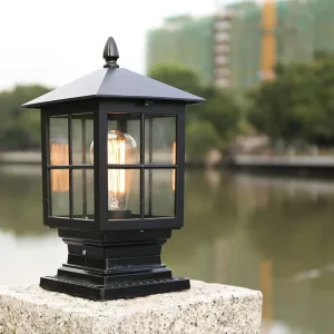 Buitenlantaarn Zwarte Metalen Pilaarlamp IP65 Weerbestendig