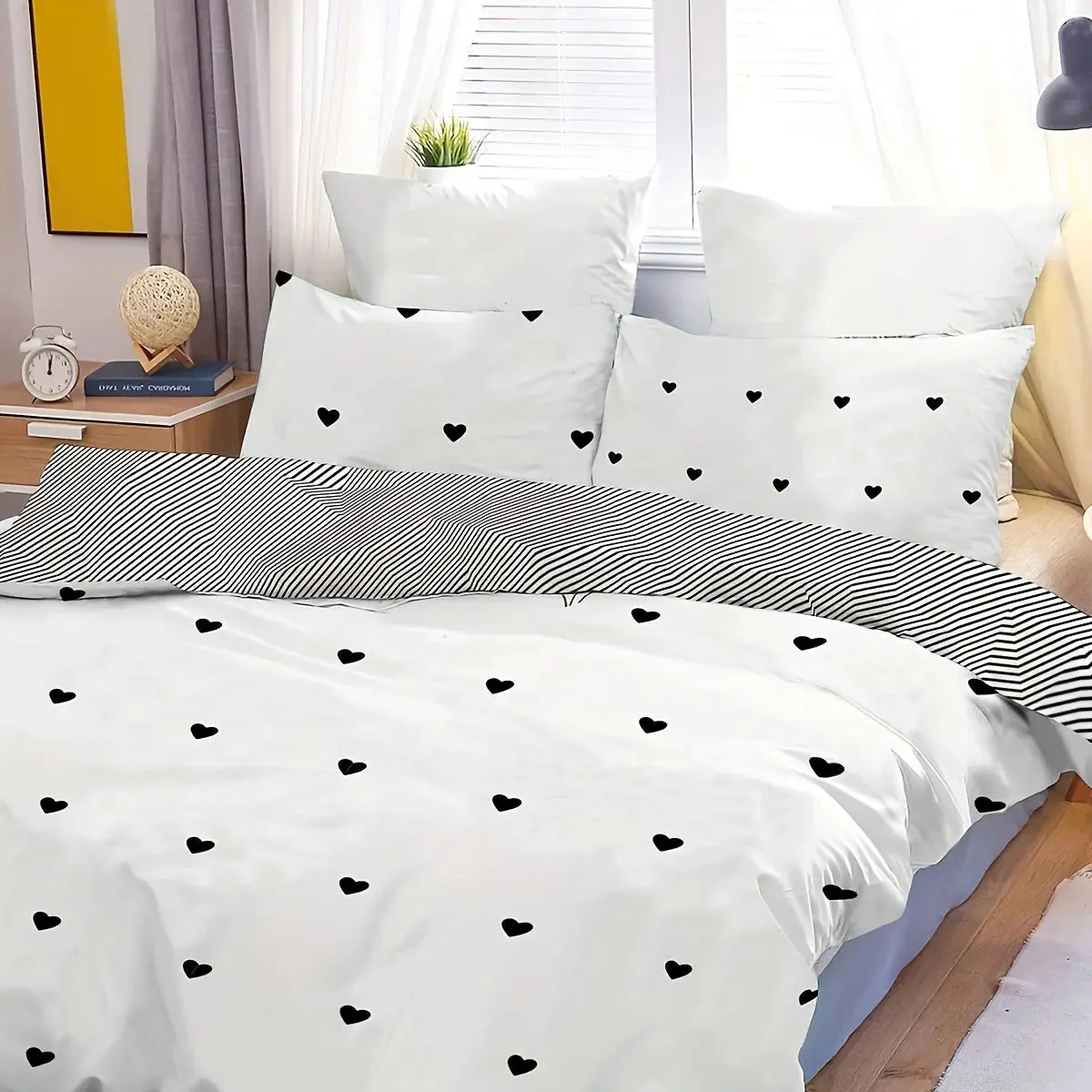 Dekbedovertrekset met Zwart Liefdesprint voor Slaapkamer Decoratie - Afbeelding 4