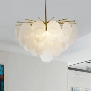 Gelaagde Schijven Suspensie Verlichting Moderne Messing-Wit
