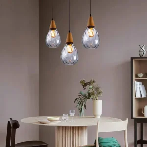 Stijlvolle Druppel Glas Hanglamp Hout Glasontwerp
