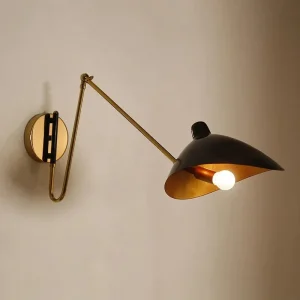 Vintage Wandlamp Met Draaibare Kop En Matzwarte Afwerking