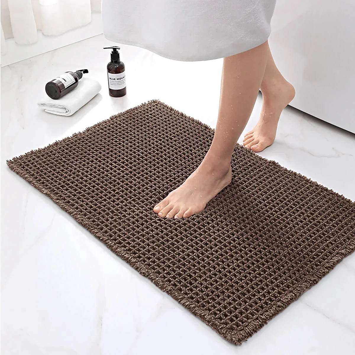 Zachte Absorberende Badmat Met Antislip En Modern Wafeldesign - Afbeelding 7