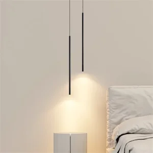 Moderne Zwarte LED Hanglamp voor Eettafel en Woonkamer – Verstelbare Hoogte, 2 cm Diameter, 40/50 cm Hoogte