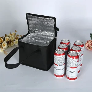 Vouwbare Isolatie Lunchkoeltas met Rits – Koelbox Zwart Rood, Waterdicht
