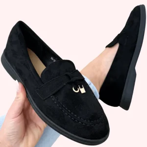Suede look loafers - Zwart