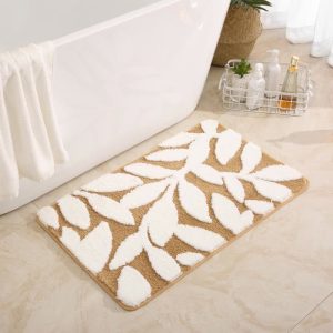 Zachte Antislip Badmat Met Bladpatroon En Microvezel Dik