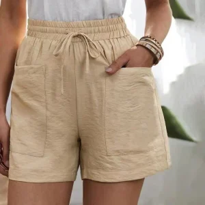 Balbina | Zomerse Linnen Shorts met Hoge Taille en Koordsluiting